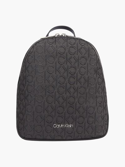 Calvin Klein Táskák & Kiegészítők HU667781 | Calvin Klein Small Round Logo Jacquard Női Hátizsák Fek